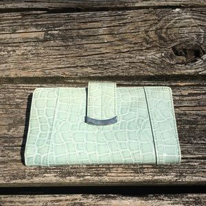 Sea Glass Blue/Green Faux Crocodile Wallet